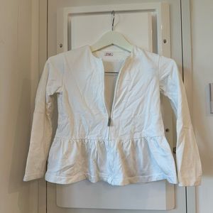 Girl’s white zip up peplum jacket, white, 10 years